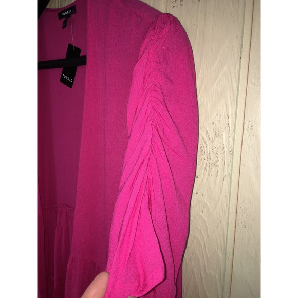 Torrid Swim Cover Up Cardigan Womens 1X 14W 16W Crinkle Gauze Beach Boho Ruffles - Picture 6 of 12